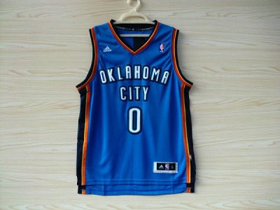 Maillot De Basket Oklahoma City Thunder Russell Westbrook 0 Tissus Sportif Fans Edition Bleu
